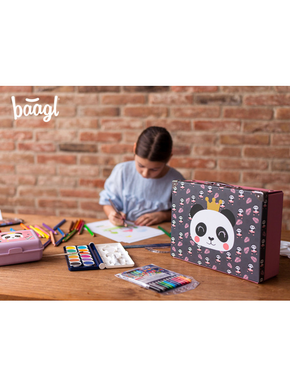 BAAGL  BAAGL Skladací školský kufrík Panda s kovaním