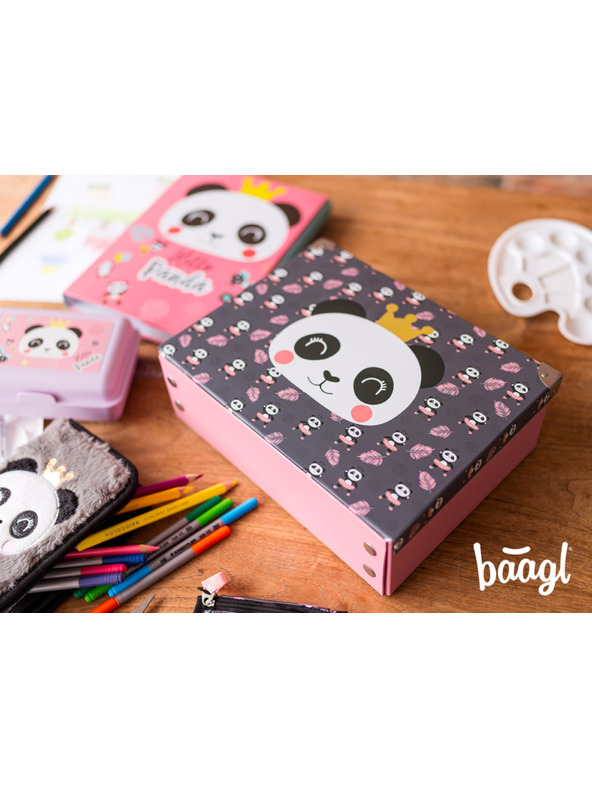 BAAGL  BAAGL Skladací školský kufrík Panda s kovaním