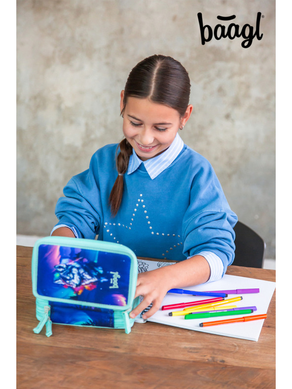 BAAGL  BAAGL Školský peračník trojposchodový Aurora GRS