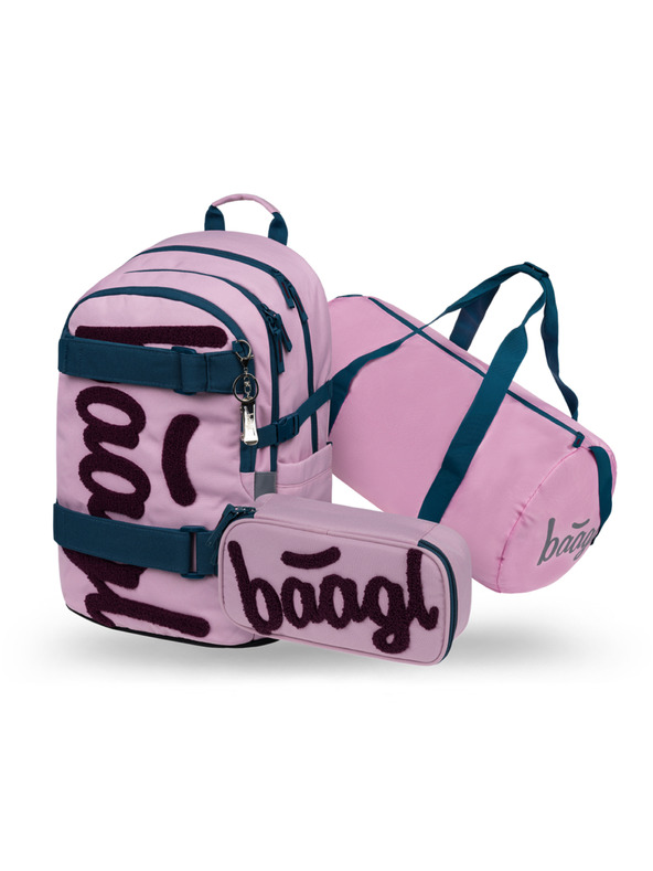 BAAGL  BAAGL SADA 3 Skate Rose: batoh, peračník, športová taška GRS
