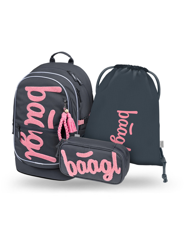 BAAGL  BAAGL SADA 3 Core Logo ružová: batoh, peračník, vrece GRS