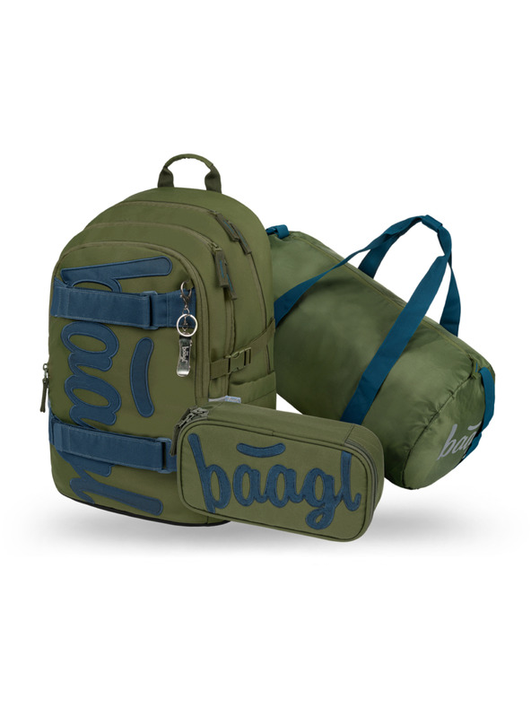 BAAGL  BAAGL SET 3 Skate Olive: batoh, peračník, športová taška GRS