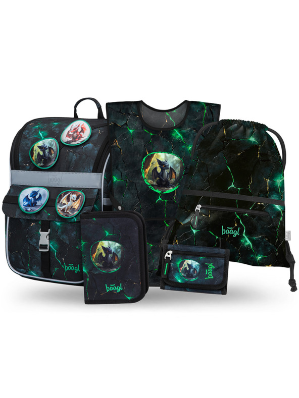 BAAGL  BAAGL SET 5 Zippy Draci: aktovka, peračník, vrecko, zástera, peňaženka