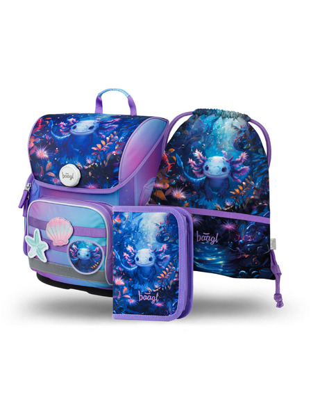 BAAGL  BAAGL SET 3 Ergo Axolotl: aktovka, peračník, vrecko