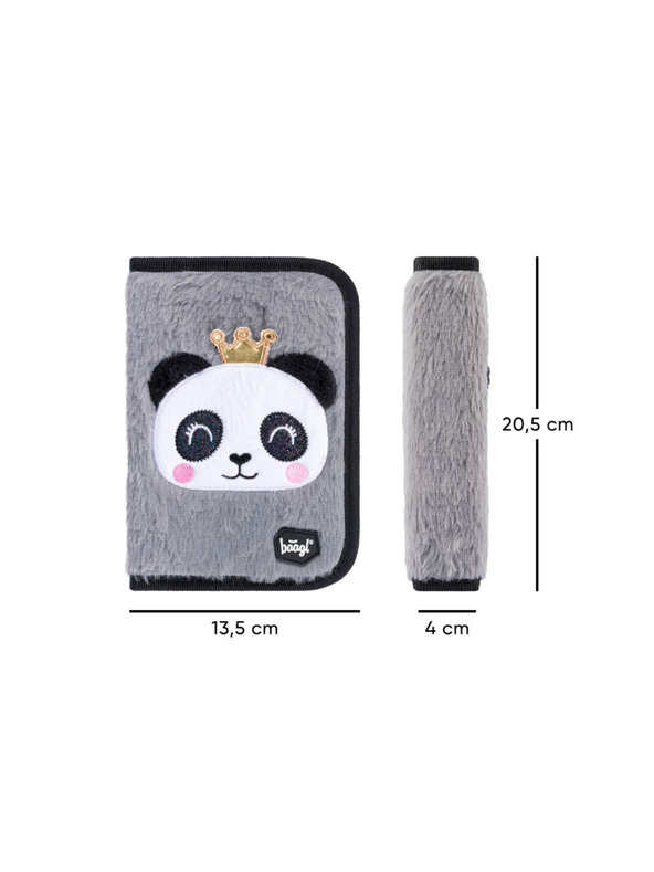 BAAGL  Šedá 3 sety pandy na zips: aktovka, penál, taška Baagl