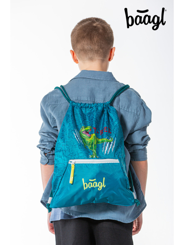 BAAGL  Zelené vrecko s vreckom Baagl T-Rex