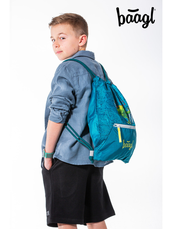 BAAGL  Zelené vrecko s vreckom Baagl T-Rex