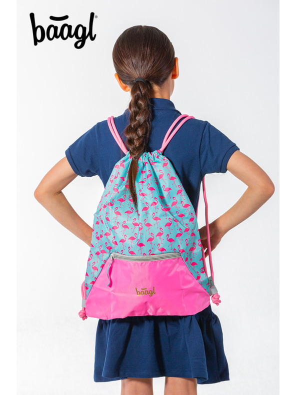 BAAGL  Ružová taška s vreckom Baagl Flamingo