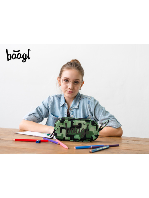 BAAGL  Zelený študentský penál etue Baagl Green