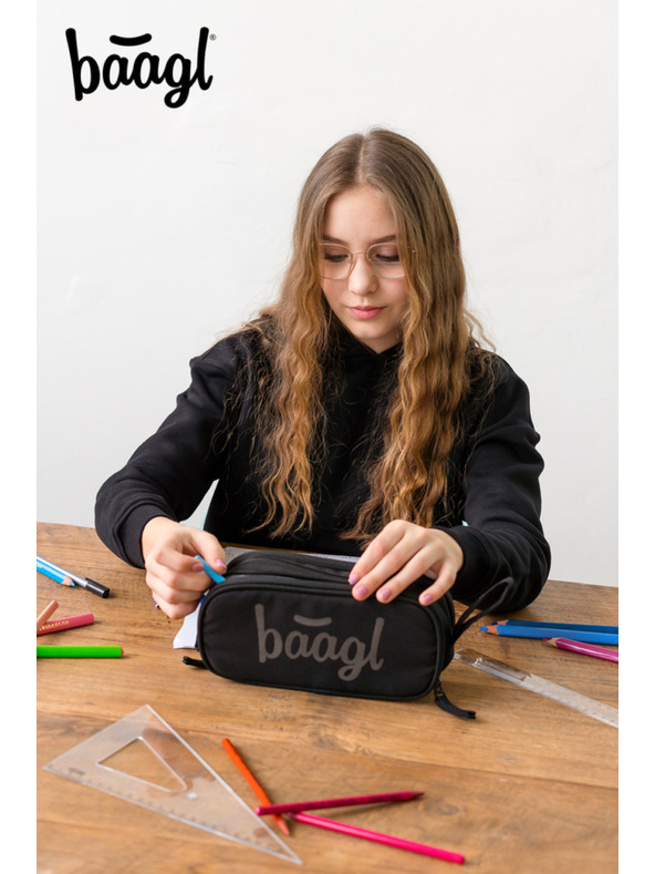 BAAGL  Čierny študentský penál etue Baagl Black