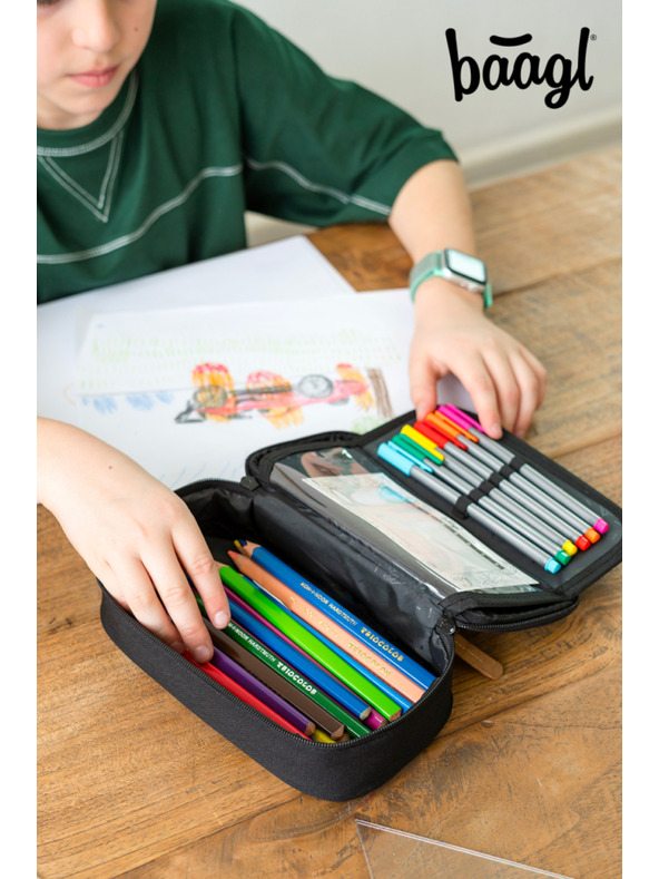 BAAGL  Sivý školský peračník Baagl Darkness