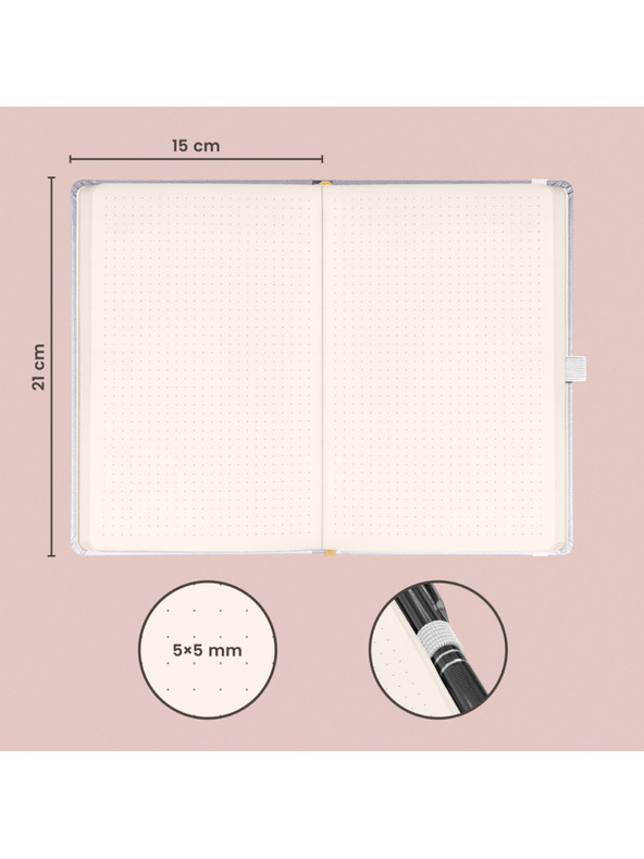 NOTIQUE NOTIQUE Notes Balacron, strieborný, bodkovaný, 15 x 21 cm
