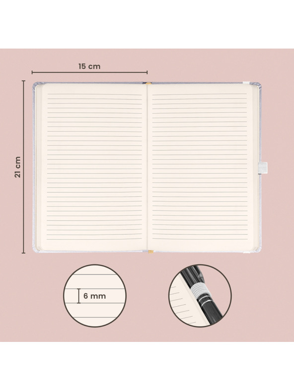 NOTIQUE NOTIQUE Notes Balacron, strieborný, s podšívkou, 15 x 21 cm