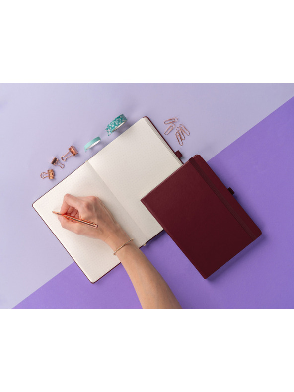 NOTIQUE NOTIQUE Notes Balacron, bordová farba, s bodkami, 15 x 21 cm