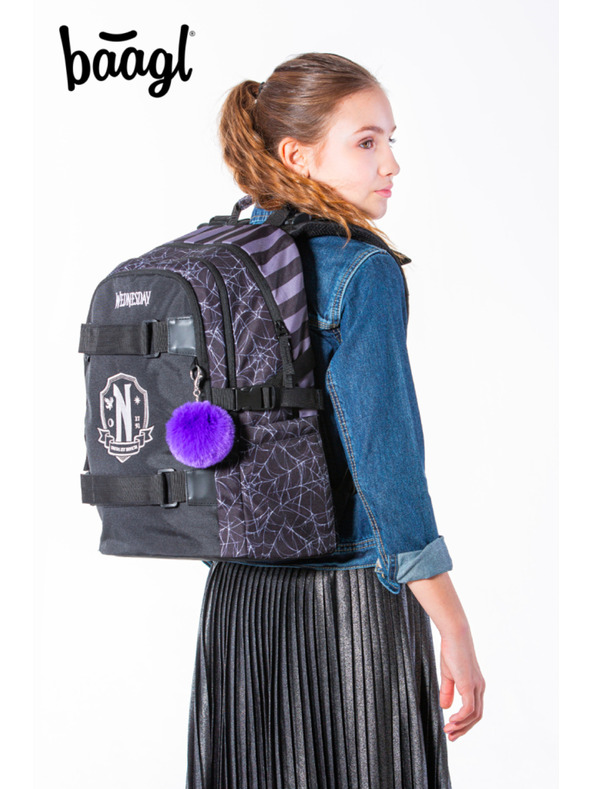 BAAGL  Čierny školský batoh Skate Wednesday Nevermore Baagl