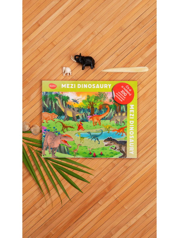BAAGL  Čítaj a nalepuj – MEDZI DINOSAURAMI, kniha so samolepkami