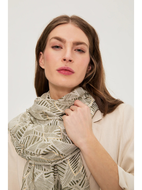 Moodo Vzorovaný šál olivový Moodo