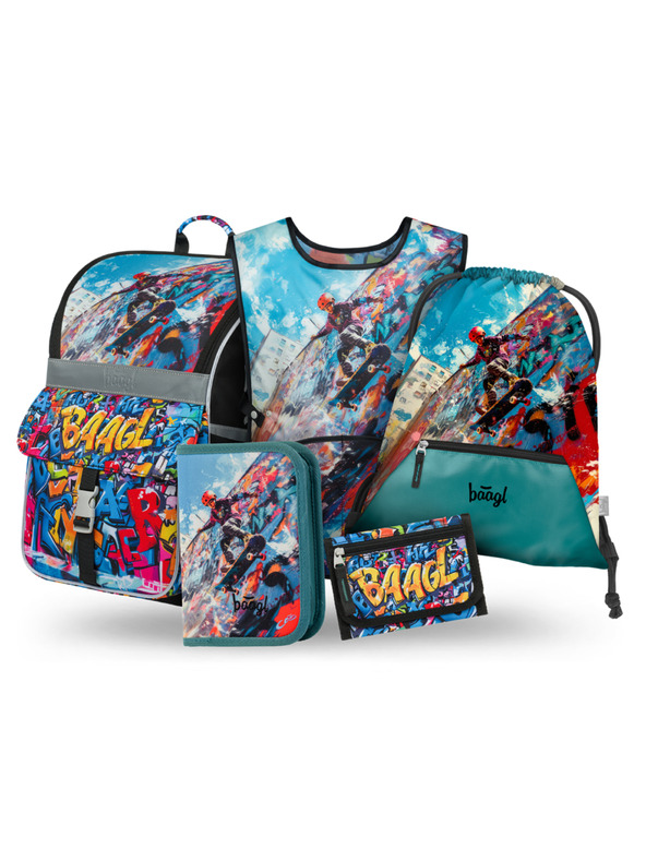 BAAGL  BAAGL SET 5 Zippy Skatepark: aktovka, penal, vrecko, zástena, peňaženka