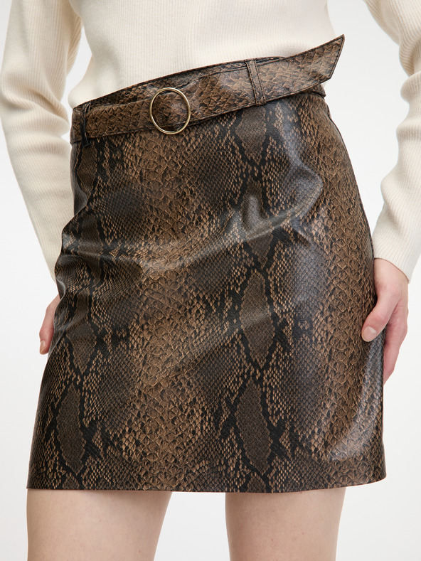 Orsay Hnedá dámska koženková sukňa ORSAY