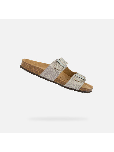 Geox Strieborné dámske šľapky Geox Brionia