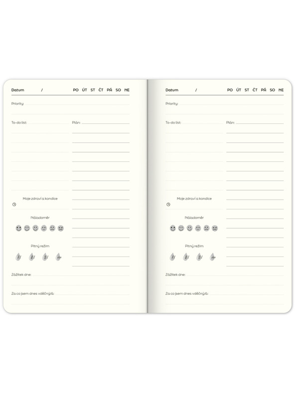 ELLA & MAX Nedatovaný plánovač Note to self, 5 minút denne, 13 × 21 cm