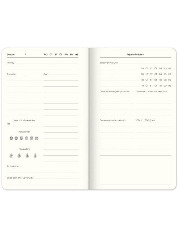 ELLA & MAX Nedatovaný plánovač Note to self, 5 minút denne, 13 × 21 cm