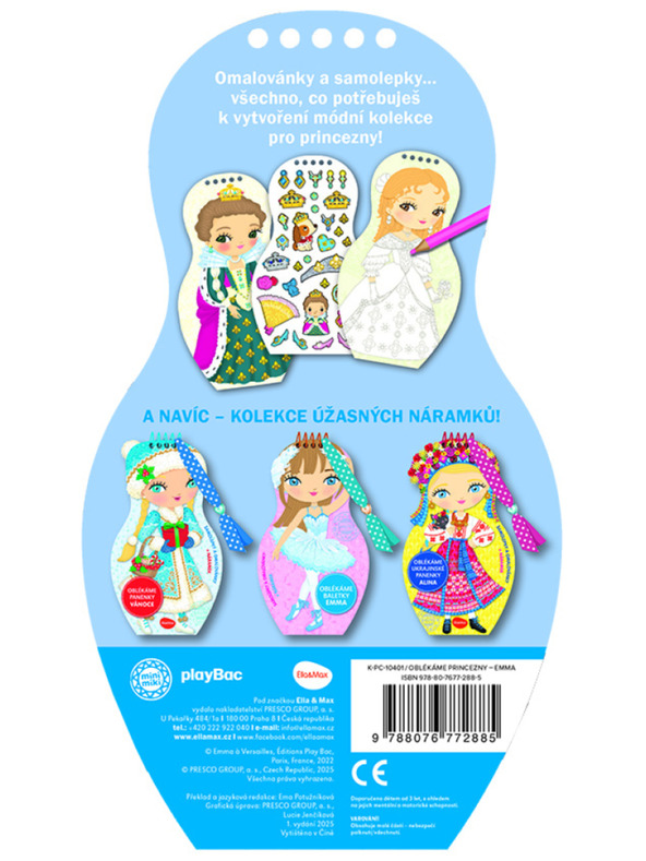ELLA & MAX Obliekame bábiky PRINCEZNÁ EMMA – Omaľovánky
