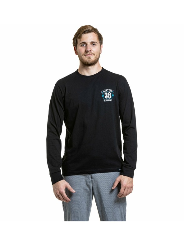 Meatfly Meatfly pánske tričko s dlhým rukávom Blackheart Skull Black