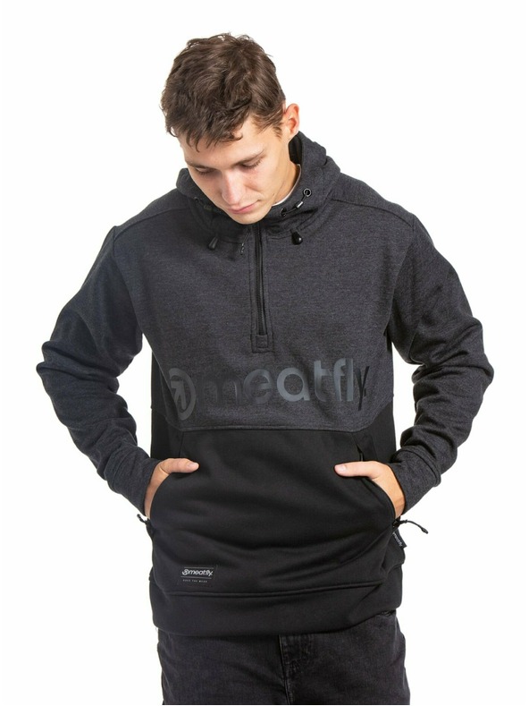 Meatfly Meatfly pánska technická mikina Tason Black Heather/Black