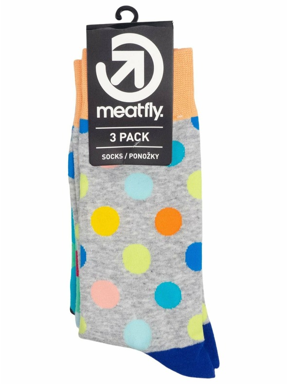 Meatfly Meatfly ponožky Lexy Triple Pack Grey Dots