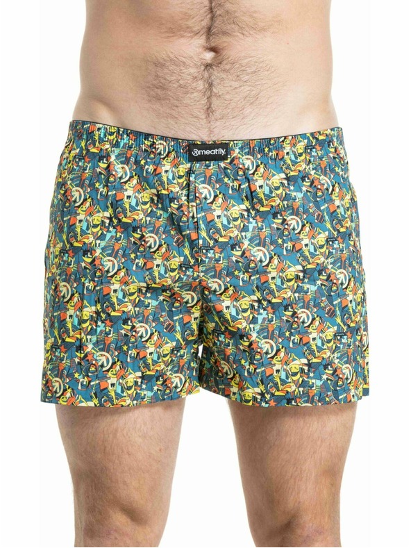 Meatfly Meatfly pánske trenýrky Agostino Blue Partyboi / Cityboi Double Pack