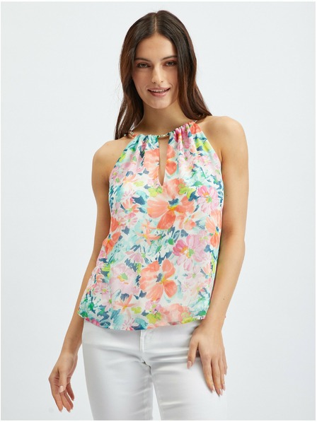 Orsay Červená a krémová dámska kvetinová blúzka ORSAY