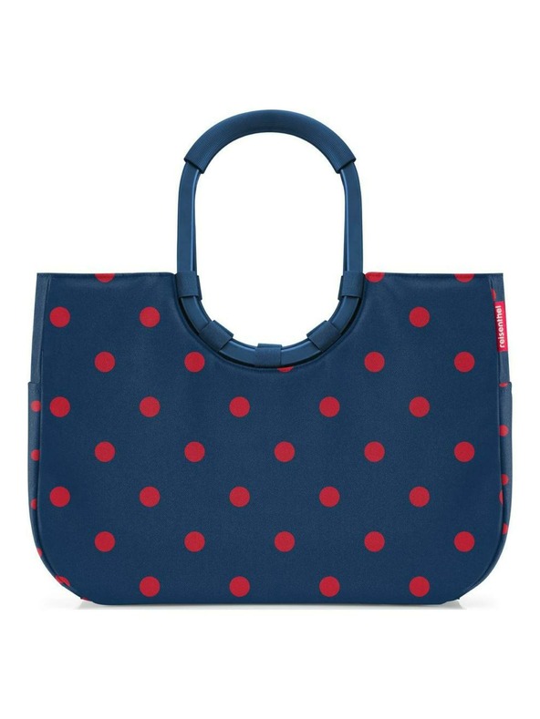 Reisenthel Tmavomodrá dámska bodkovaná taška Reisenthel Loopshopper L Frame Mixed Dots