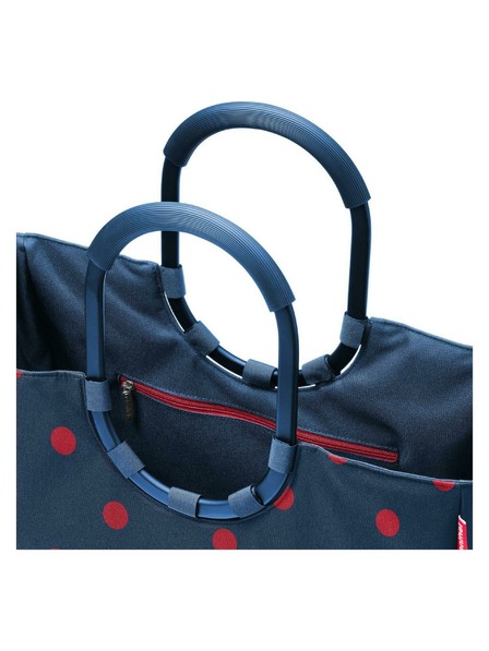 Reisenthel Tmavomodrá dámska bodkovaná taška Reisenthel Loopshopper L Frame Mixed Dots