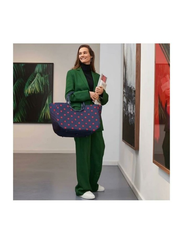 Reisenthel Tmavomodrá dámska bodkovaná taška Reisenthel Loopshopper L Frame Mixed Dots