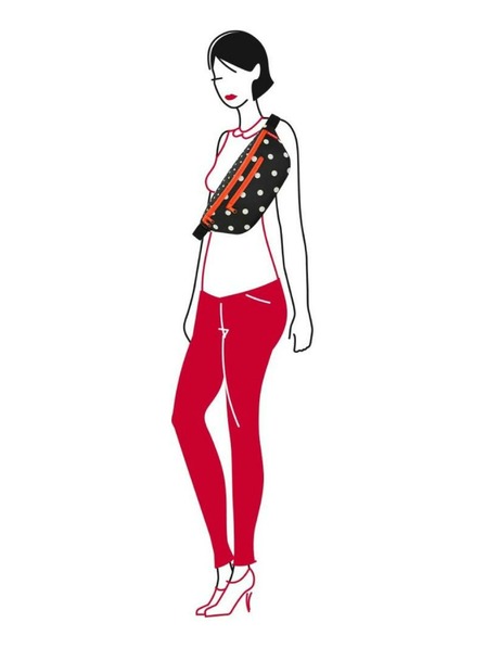 Reisenthel Červeno-čierna dámska taška s bodkami Reisenthel Beltbag M Mixed Dots