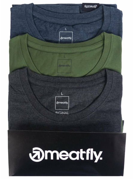 Meatfly Meatfly balenie pánských tričiek Basic Multipack Charcoal Heather/Olive/Navy Heather | Sivá | Veľkosť