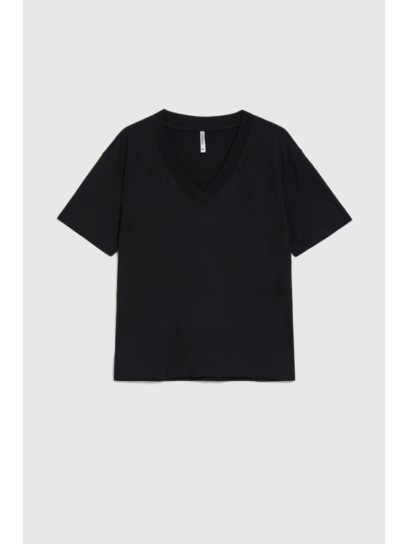 Moodo Bavlnená halienka s výstrihom do V čierna Moodo