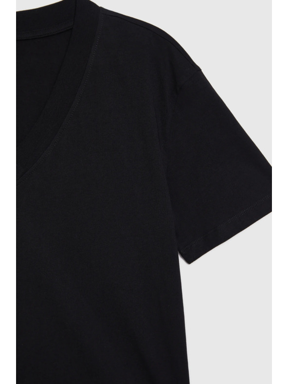 Moodo Bavlnená halienka s výstrihom do V čierna Moodo