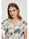 Moodo Košeľa z viskózy s kvietkami olivovo zelená Moodo