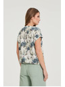 Moodo Košeľa z viskózy s kvietkami olivovo zelená Moodo