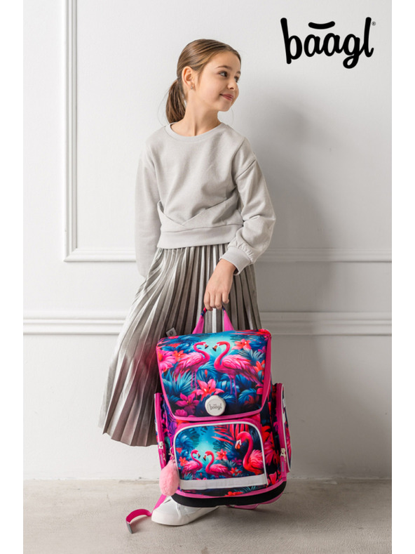 BAAGL  BAAGL SET 5 Ergo Plameňáci: aktovka, penal, sáčok, zástena, peňaženka