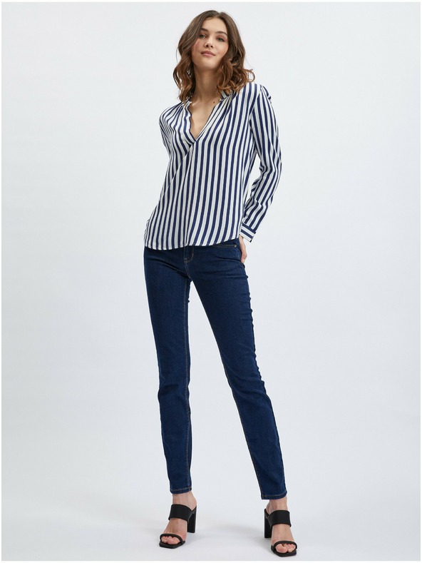 Orsay Tmavomodrá dámska plisovaná blúzka ORSAY