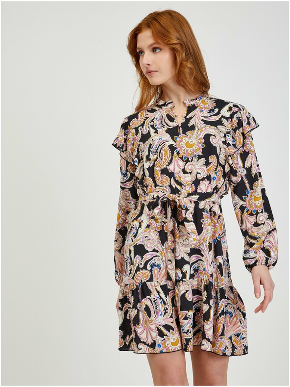 Orsay Béžovo-čierne dámske vzorované šaty ORSAY