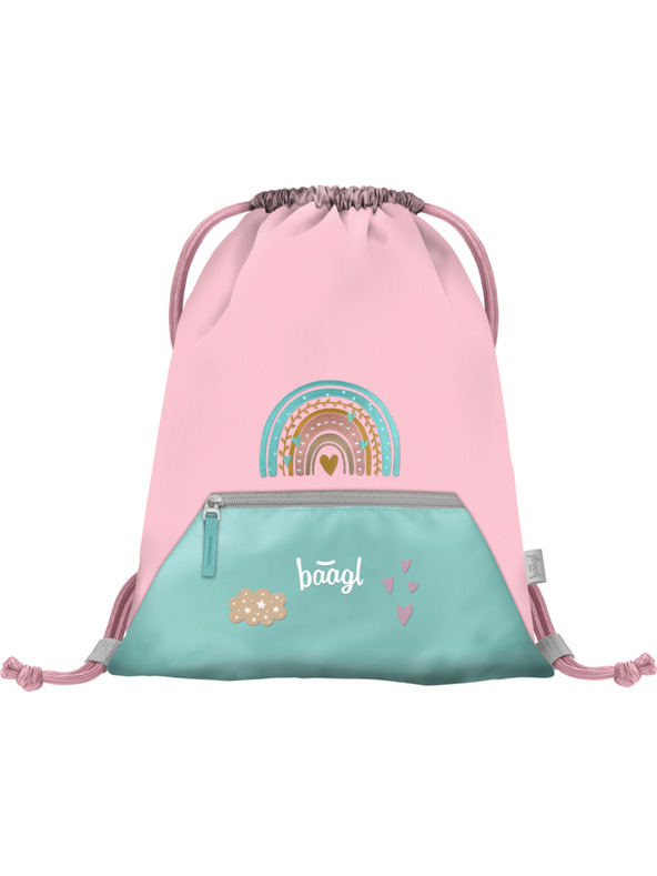 BAAGL  BAAGL SET 5 Zippy Duha ružový: aktovka, penal, vrecko, zástěra, peňaženka