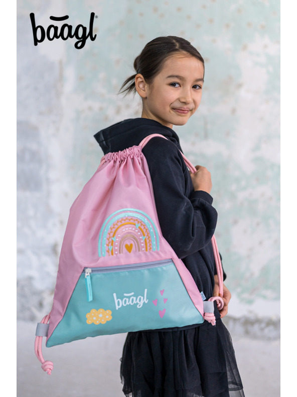 BAAGL  BAAGL SET 5 Zippy Duha ružový: aktovka, penal, vrecko, zástěra, peňaženka