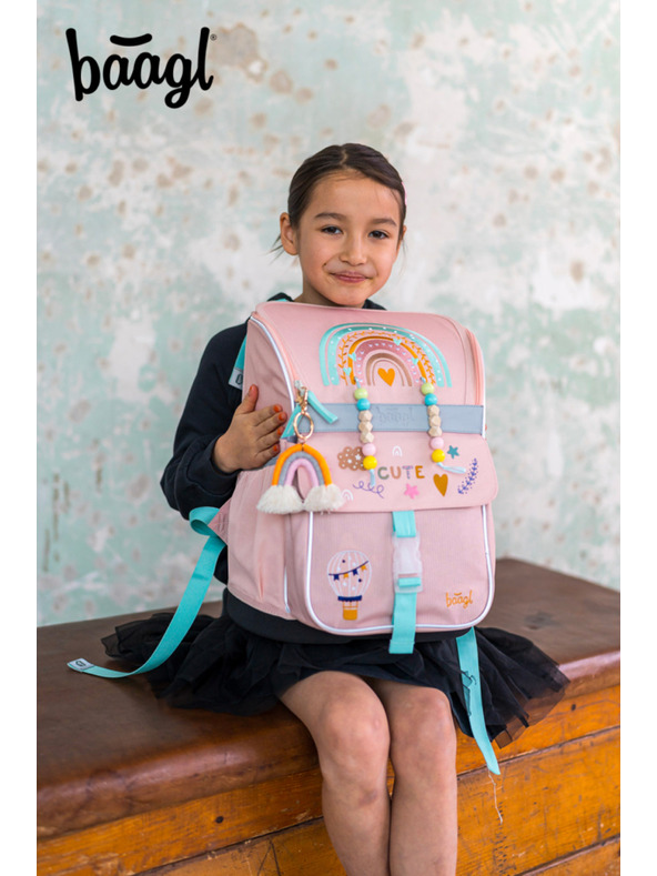 BAAGL  BAAGL SET 5 Zippy Duha ružový: aktovka, penal, vrecko, zástěra, peňaženka