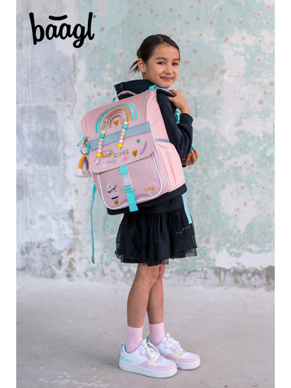 BAAGL  BAAGL SET 5 Zippy Duha ružový: aktovka, penal, vrecko, zástěra, peňaženka