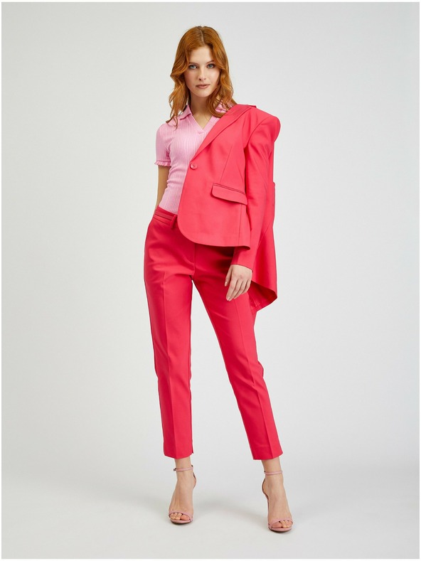 Orsay Tmavoružové dámske skrátené nohavice s opaskom ORSAY