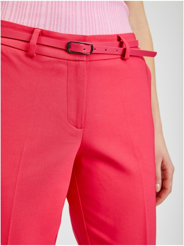 Orsay Tmavoružové dámske skrátené nohavice s opaskom ORSAY